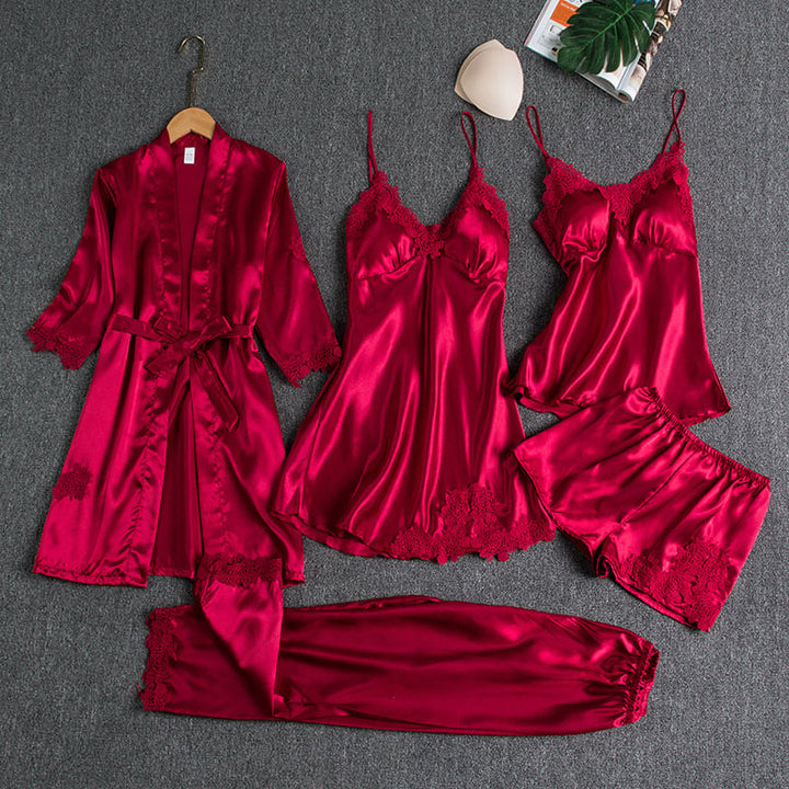 Luna™ | 5-Piece Satin & Lace Sleepwear Set
