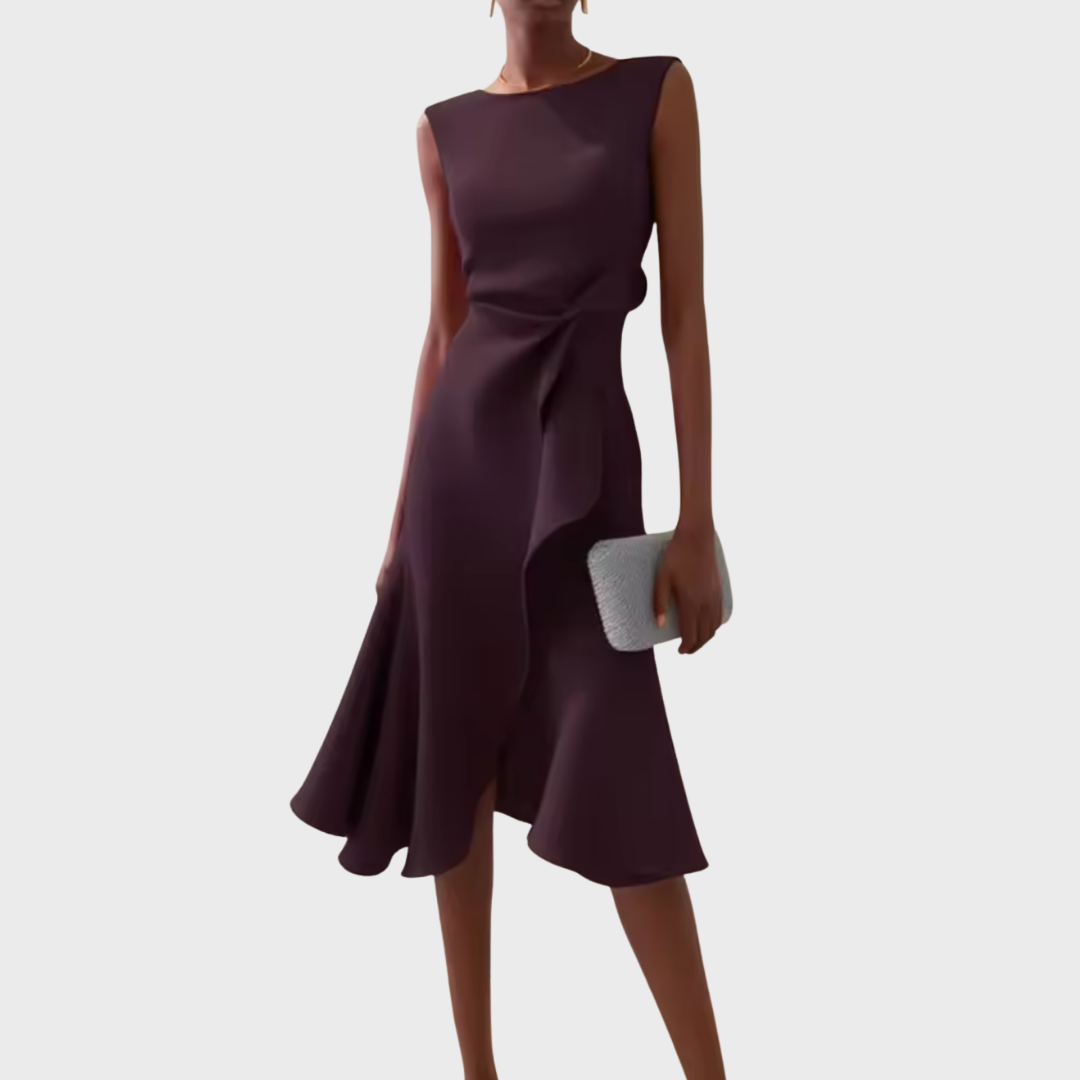 Westrows™ | Draped Asymmetric Midi Dress