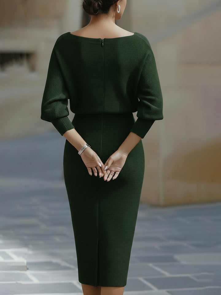 Marivelle™ | Sculpted Elegance Midi Dress