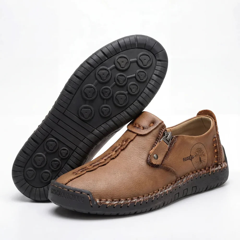 Vera™ – Hand-Stitched Slip-On Comfort Loafers | No-Bend Zipper, Wide Toe Box & All-Day Comfort