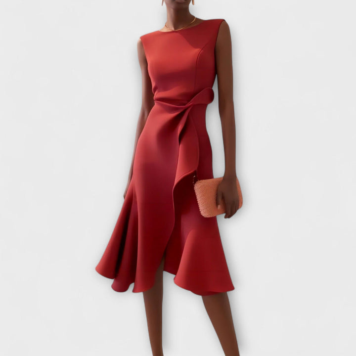 Westrows™ | Draped Asymmetric Midi Dress