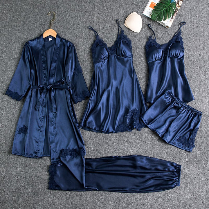 Luna™ | 5-Piece Satin & Lace Sleepwear Set