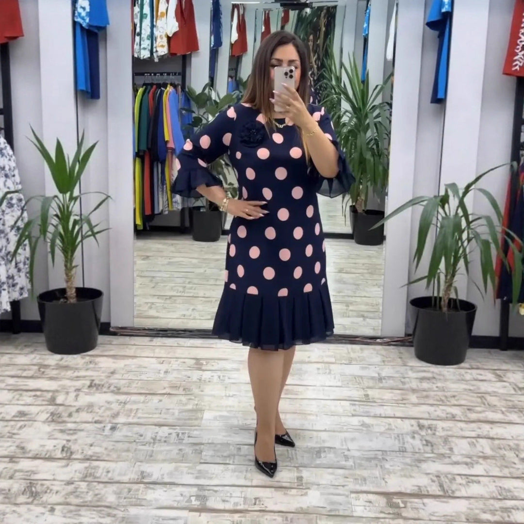 Lillian™ | Pleated Polka Dot Dress