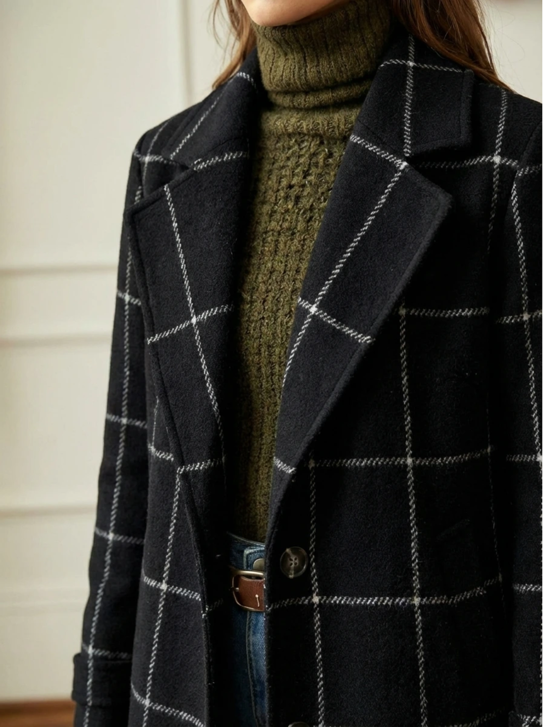 Elowen™ Timeless Plaid Wool Long Coat