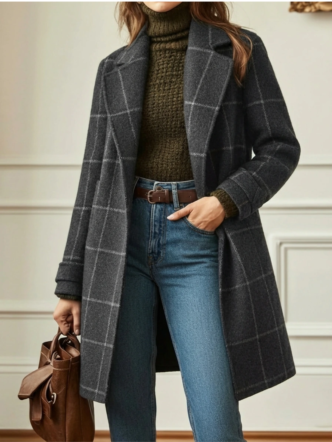 Elowen™ Timeless Plaid Wool Long Coat