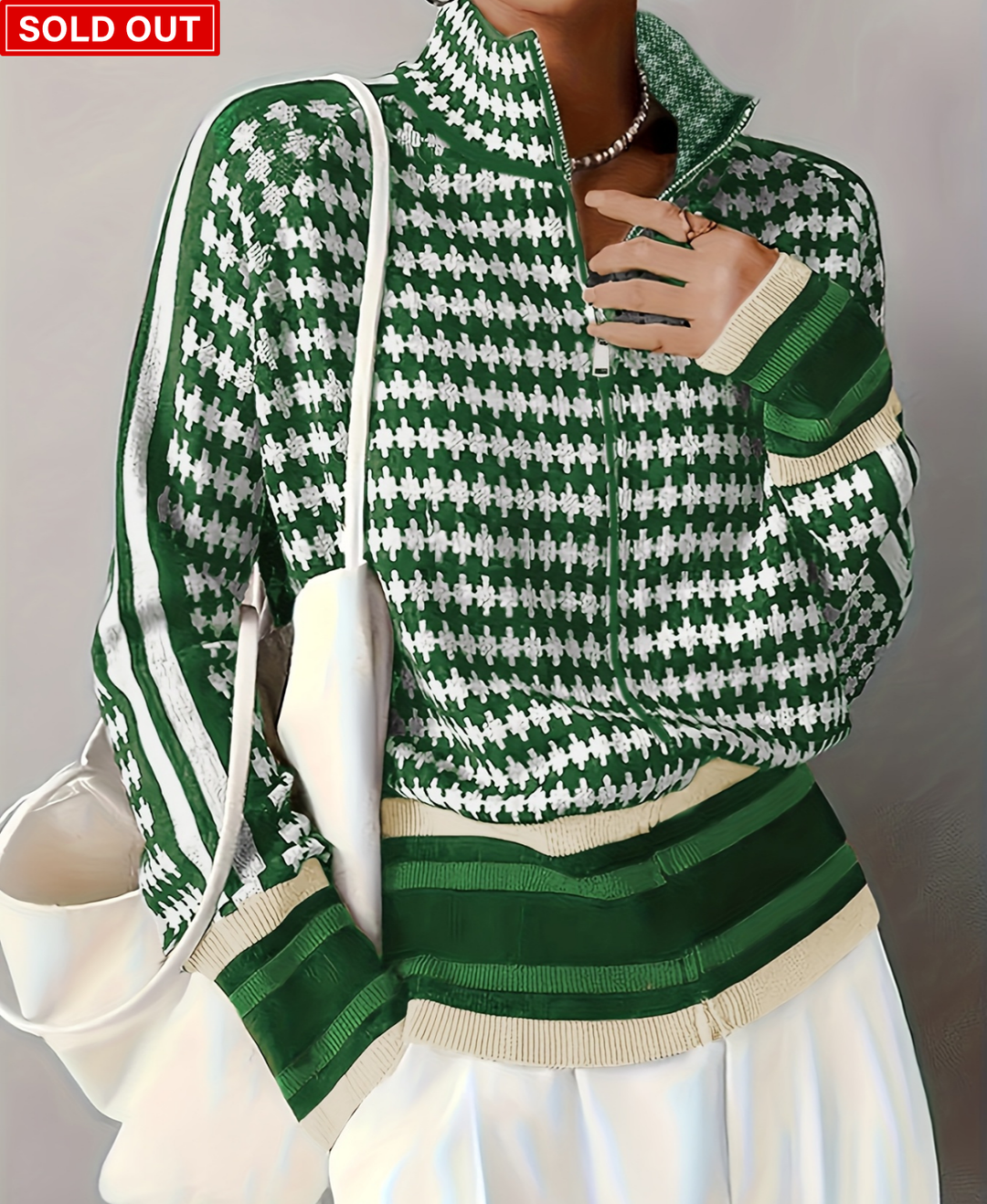 Autumn-Winter Stand Collar Zip Knit