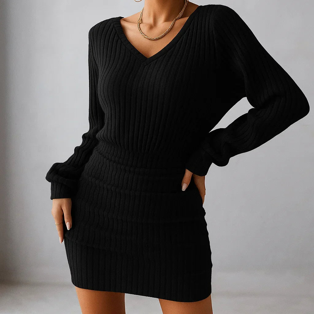 Averia™ | Off-Shoulder Ribbed Knit Dress