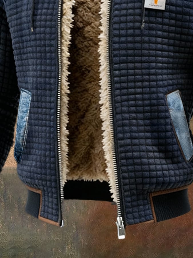 Eryk | Black Quilted Jacket with Denim Details