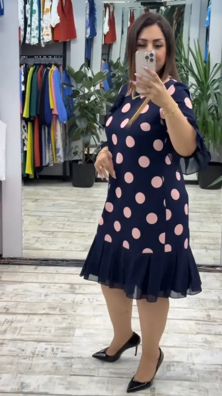 Lillian™ | Pleated Polka Dot Dress
