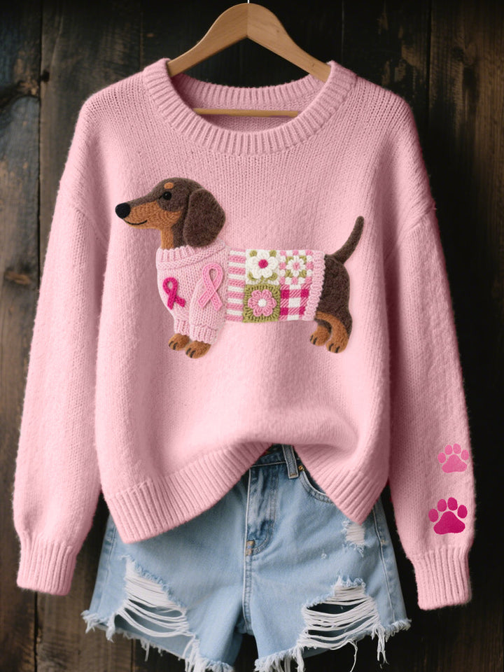 Naoni™ | Cozy Knit Sweater with Dachshund Patch Design