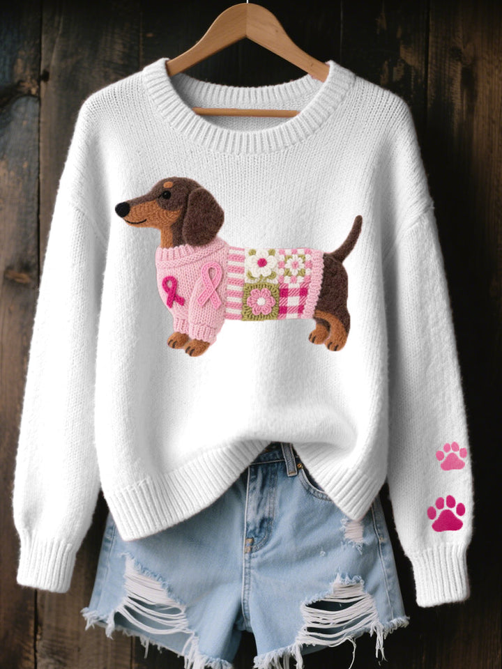 Naoni™ | Cozy Knit Sweater with Dachshund Patch Design