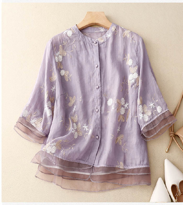 Westrows™ | Chic Blouse with Embroidered Accents
