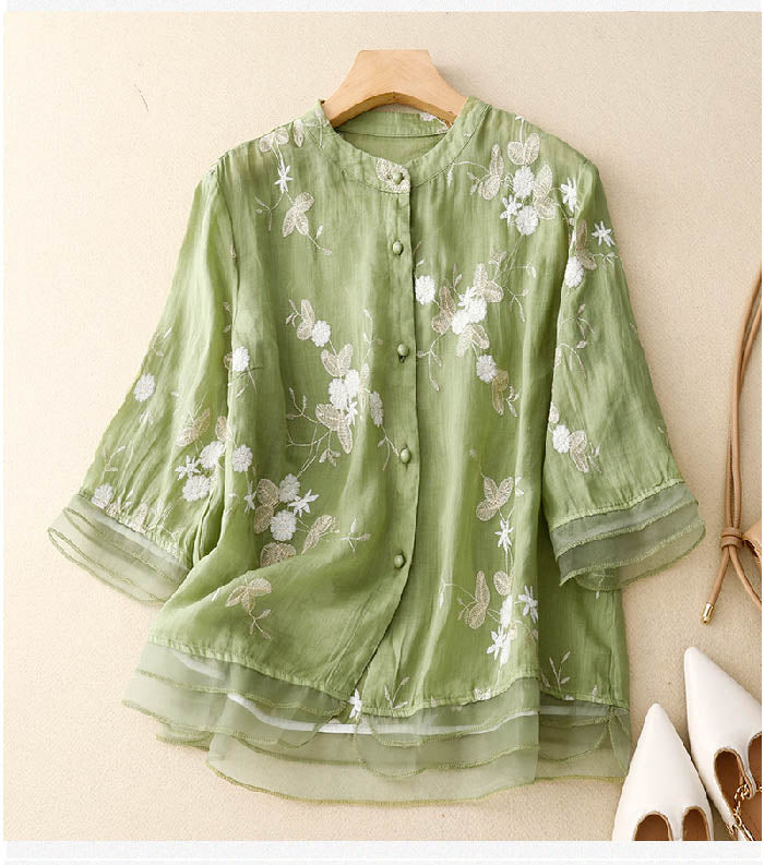Westrows™ | Chic Blouse with Embroidered Accents